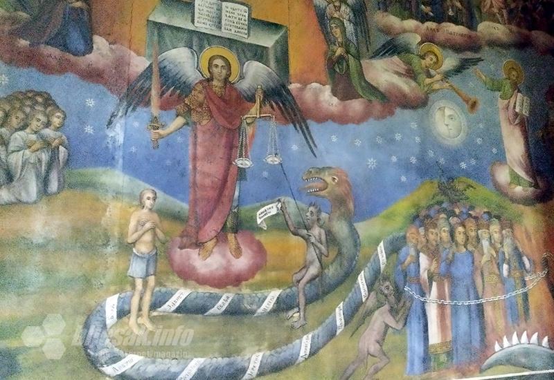 Detalj s freske „Strašni sud Božji“ - Lelić, „Božje selo“ vladika, svetaca i raskolnika