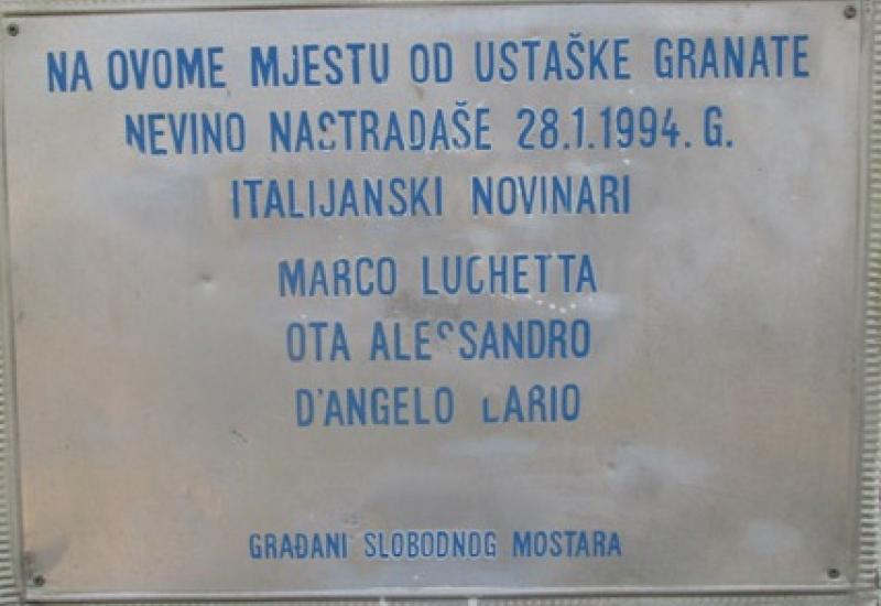 Sporna ploča - U Mostaru obilježena 30. godišnjica pogibije talijanskih novinara