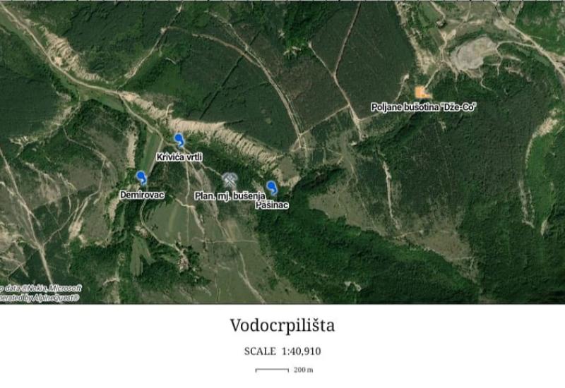 Mapa vodocrpilišta - Gradsko vijeće u Livnu poništilo suglasnost za koncesiju koja ugrožava izvore Mandeka