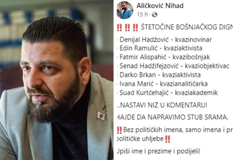 Poruka Aličkovića s Facebooka | Foto: Facegook/Avaz - Novi 