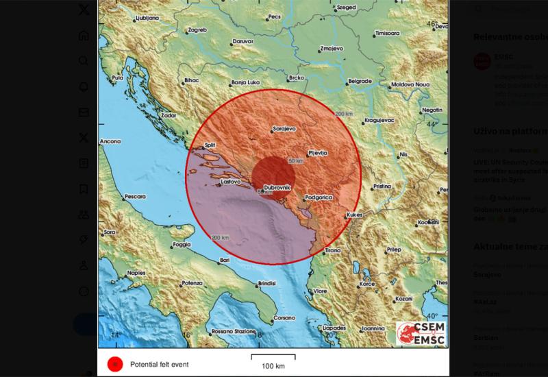 Novi potres u Crnoj Gori: Osjetio se i u Hercegovini