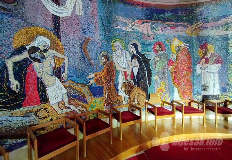 Detalj s oltarnog mozaika samostanske franjevačke crkve - Makarska: Podaj se pjanom vjetru života / pa nek te vije bilo kud...