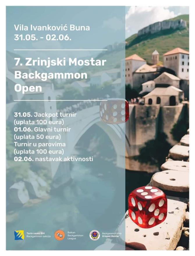 7. Zrinjski Mostar Backgammon Open  - Organizatori najavili uzbudlji 7. Zrinjski Mostar Backgammon Open 