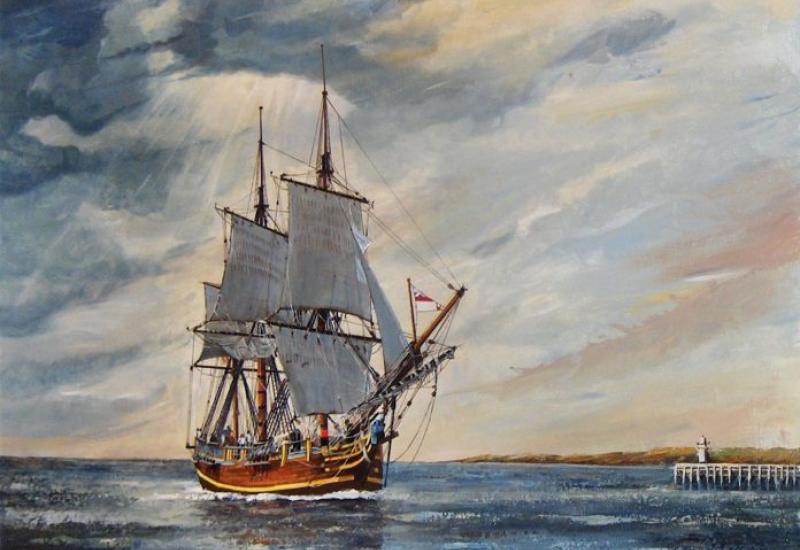 Bounty entering the harbour of Ostend, Belgium oil painting on canvass - Potomci pobunjenika s broda Bounty i danas žive na istom otoku
