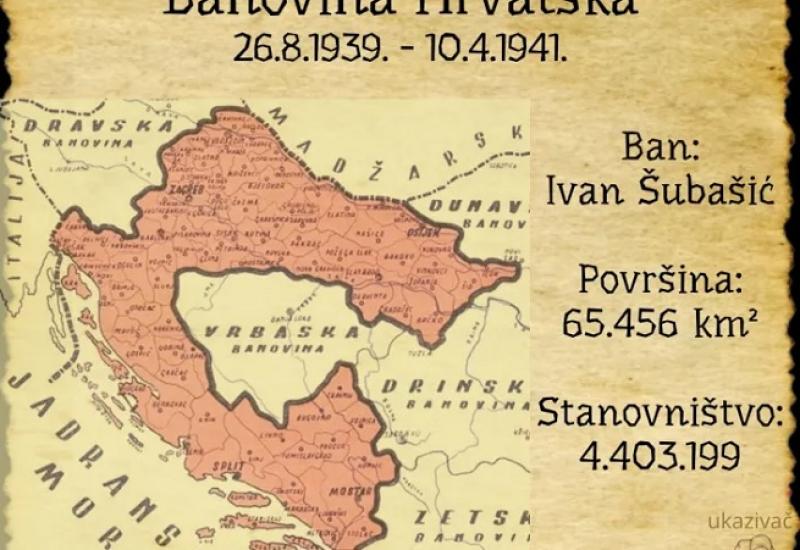 Zemljovid Banovine Hrvatske - Na današnji dan: Sporazum Cvetković-Maček i Banovina Hrvatska