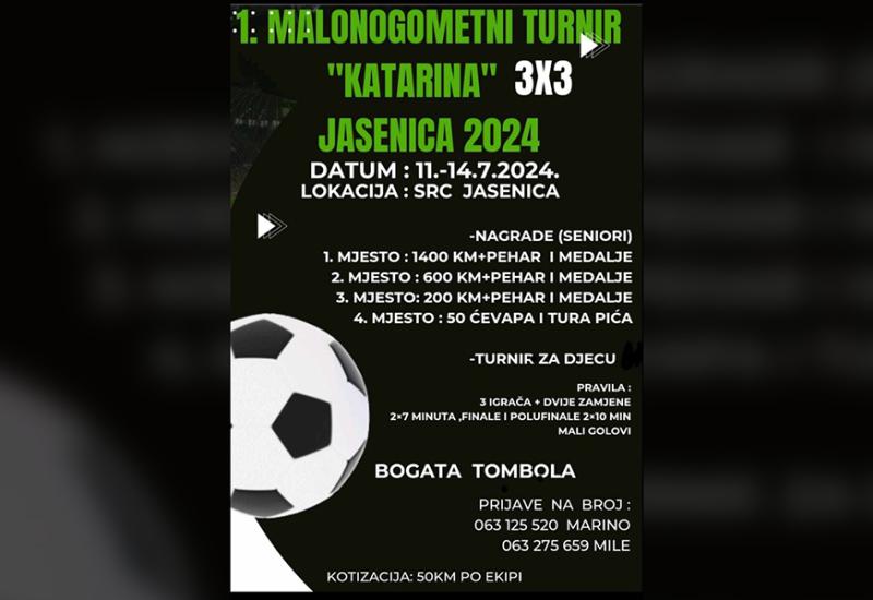 Najava prvog malonogometnog turnira ''Katarina 3x3 Jasenica 2024''