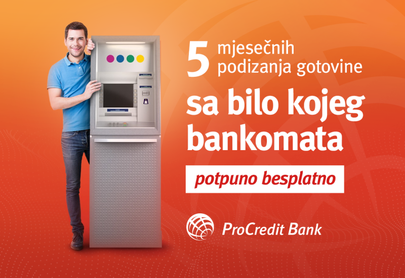 Uz račun otvoren u ProCredit Bank: Besplatno podizanje gotovine na više od 1700 lokacija