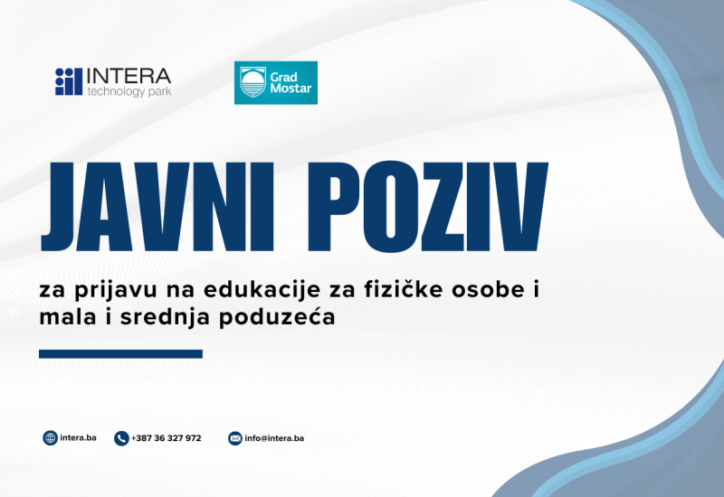 Javni poziv za prijavu na edukacije za fizičke osobe i mala i srednja poduzeća