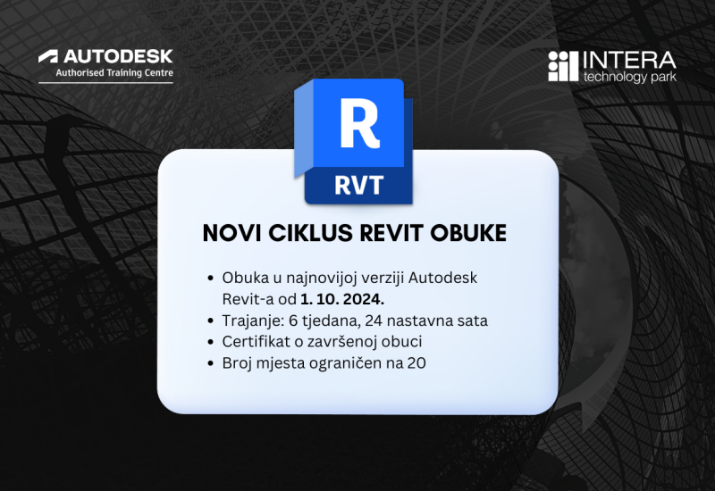 Novi ciklus Revit obuke u INTERA Tehnološkom Parku: Iskoristite priliku za profesionalni rast!