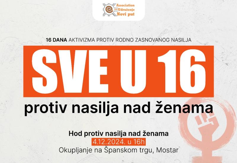 SVE u 16 - Šetnja u Mostaru protiv nasilja nad ženama