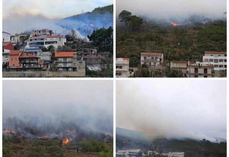 Požar u Splitu | Foto: Duje Klarić/Cropix, žrnovnica.hr - Požar kod Splita u blizini kuća, gašenje otežava jak vjetar